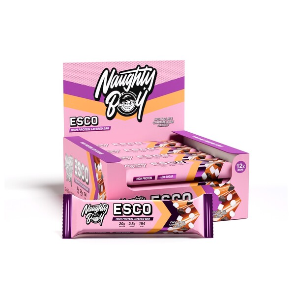 Naughty Boy - ESCO Protein Bar, Chocolate Caramellow - 12 x 65g