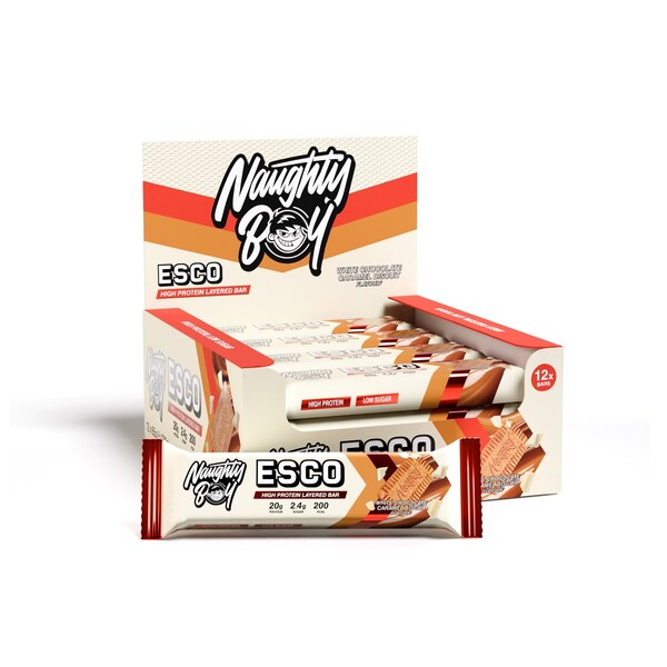 Naughty Boy - ESCO Protein Bar, White Chocolate Caramel Biscuit - 12 x 65g