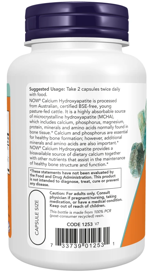 NOW Foods - Calcium Hydroxyapatite - 120 kapsler - Billede 3
