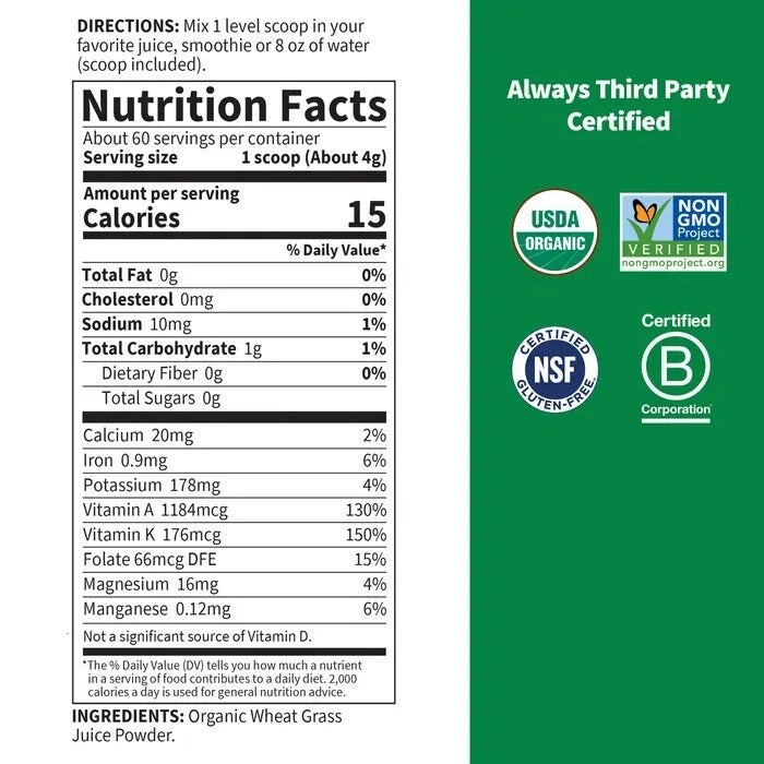 Have af Livet - Rå Økologisk Perfekt Mad 100% Økologisk USA Hvedegræssaft - 240g - Billede 2