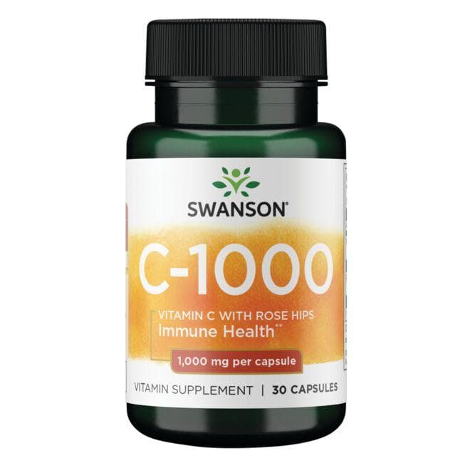 SWANSON C-vitamin 1000 mg + vild rose 30 kapsler