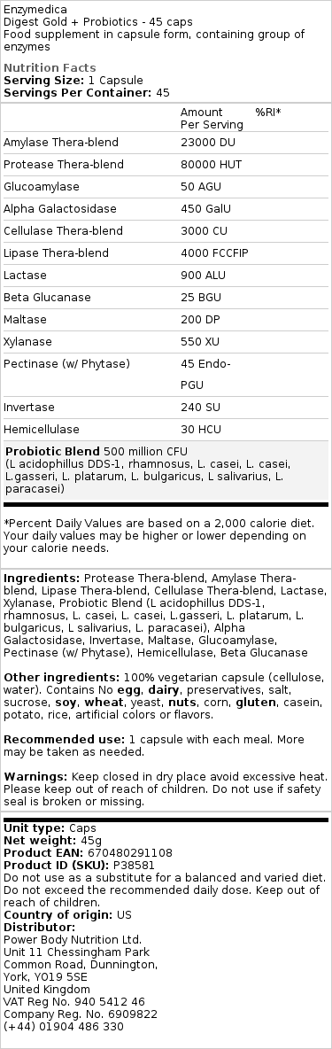 Enzymedica – Digest Gold + Probiotika, 90 kapsler - Billede 2