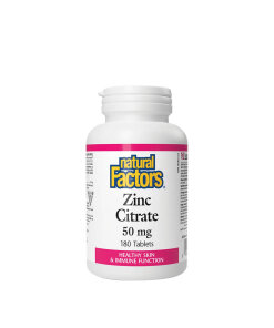Natural Factors Zinc Citrate 50 mg (180 Tablets)