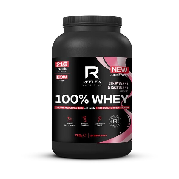 Reflex Nutrition - 100% Whey, Strawberry & Raspberry - 720g