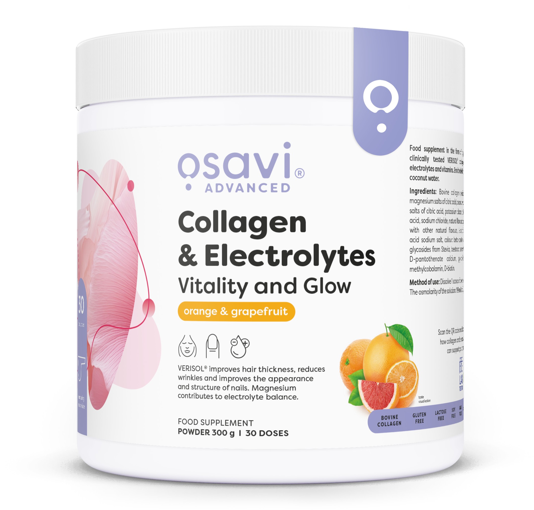 Osavi - Collagen Electrolytes Vitality and Glow, Orange & Grapefruit - 300g