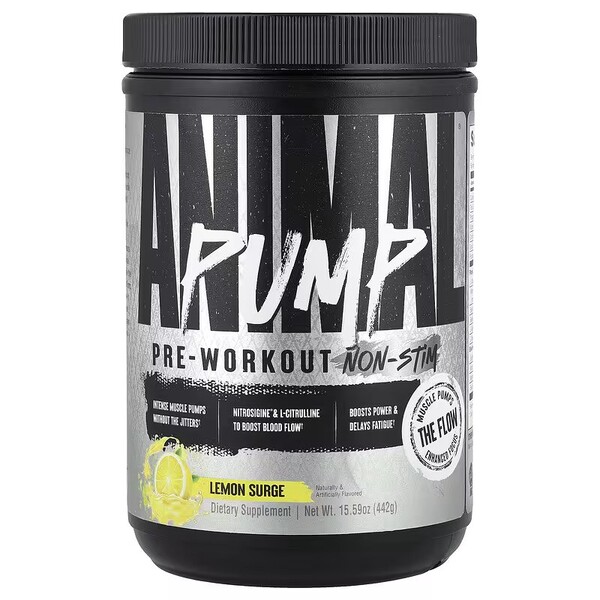 Animal - Pump Pre-Workout Non-Stim, Lemon Surge - 442g