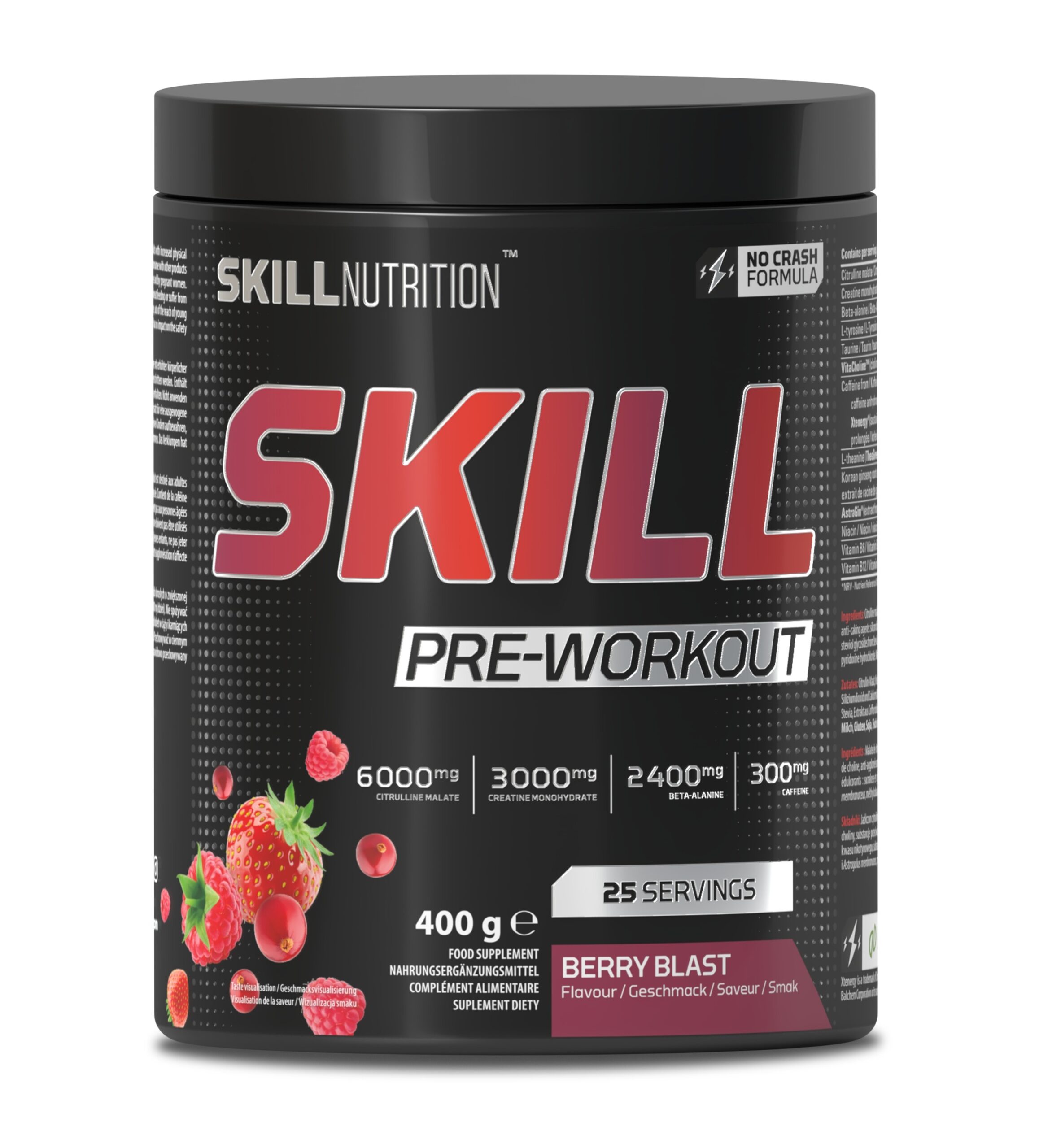 Skill Nutrition - Skill Pre-Workout, Berry Blast - 400g billede