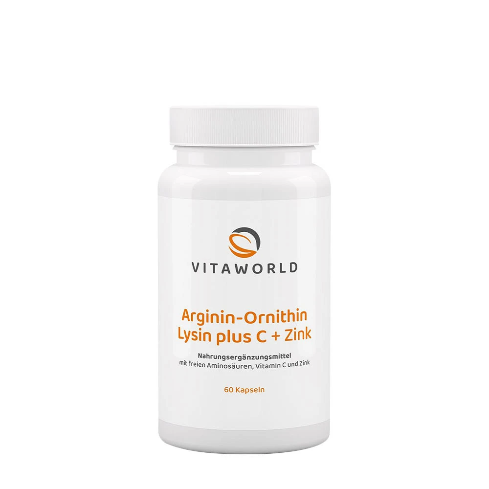 Vitaworld - Arginin-Ornithin-Lysin + C + Zink 60 kapsler