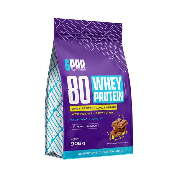 6PAK - 80 wheyprotein, chokolade + 908 g