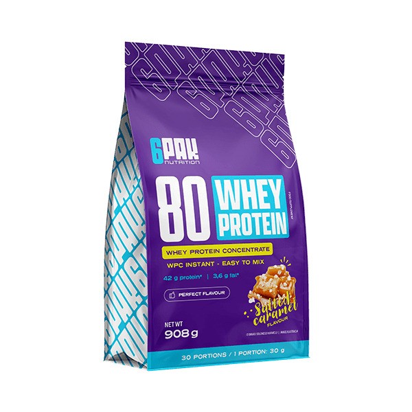 6PAK - 80 Wheyprotein, Saltet karamel + 908 g