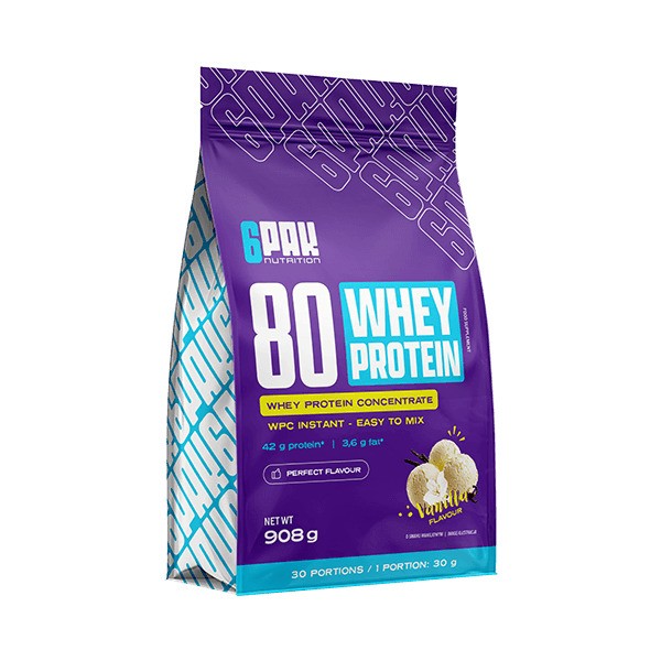 6PAK - Wheprotein 80 vanilje + 908 g