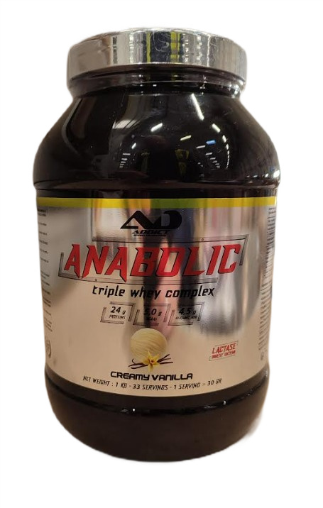 Addict Sport Nutrition - Anabolsk Triple Whey Kompleks, Creme-vanilje + 1000g