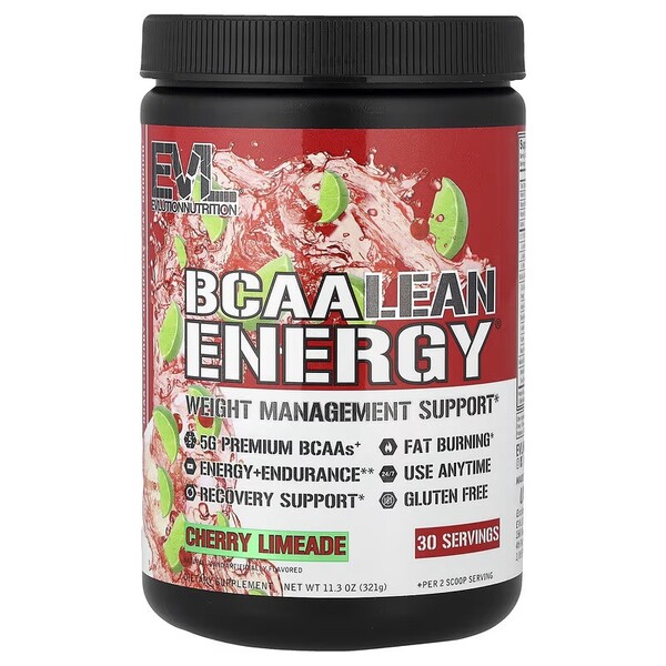 EVLution Nutrition - BCAA Lean Energy, Kirsebær-limeade + 321 g