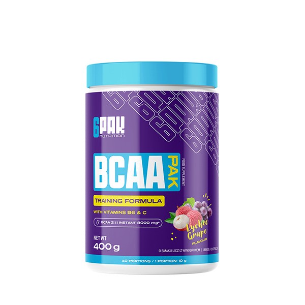 6PAK - BCAA-pakke Lychee og vindrue + 400 g