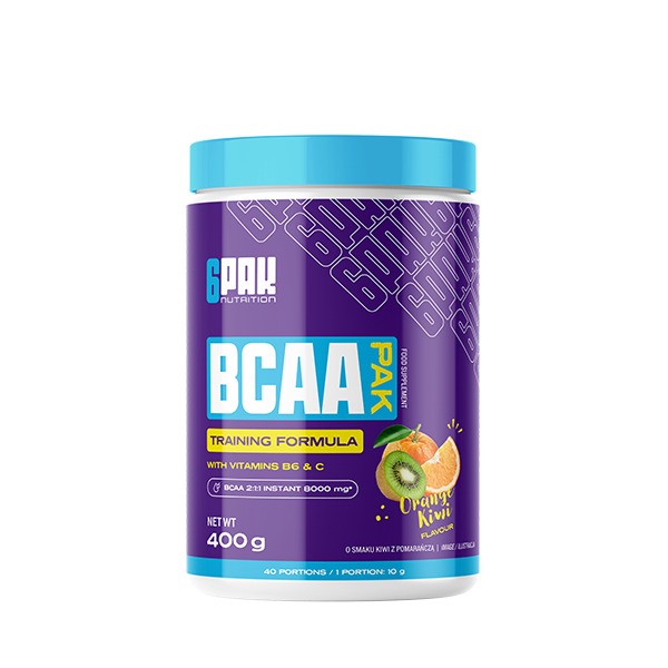 6PAK - BCAA-pak, appelsin-kiwi + 400 g
