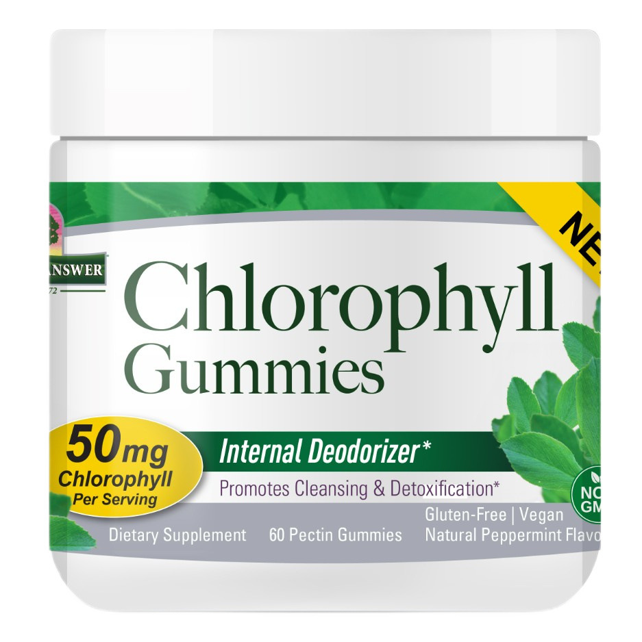 Nature's Answer - Klorofyl-gummier, 50 mg (Naturlig pebermynte) + 60 pektin-gummier