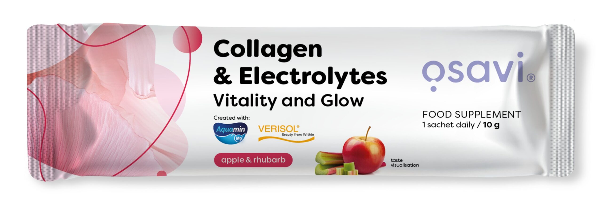 Osavi - Kollagen elektrolytter vitalitet og glød, æble og rabarber + 10 g