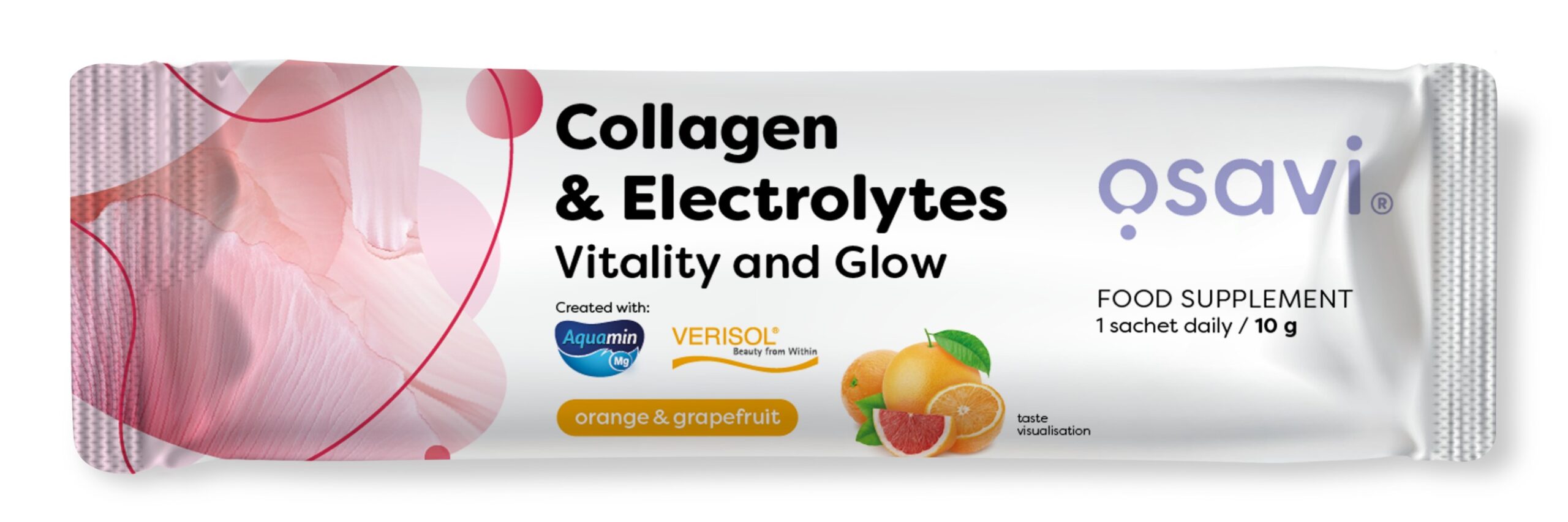 Osavi - Kollagen-elektrolytter Vitalitet og glød, appelsin og grapefrugt + 10 g (1 portion)