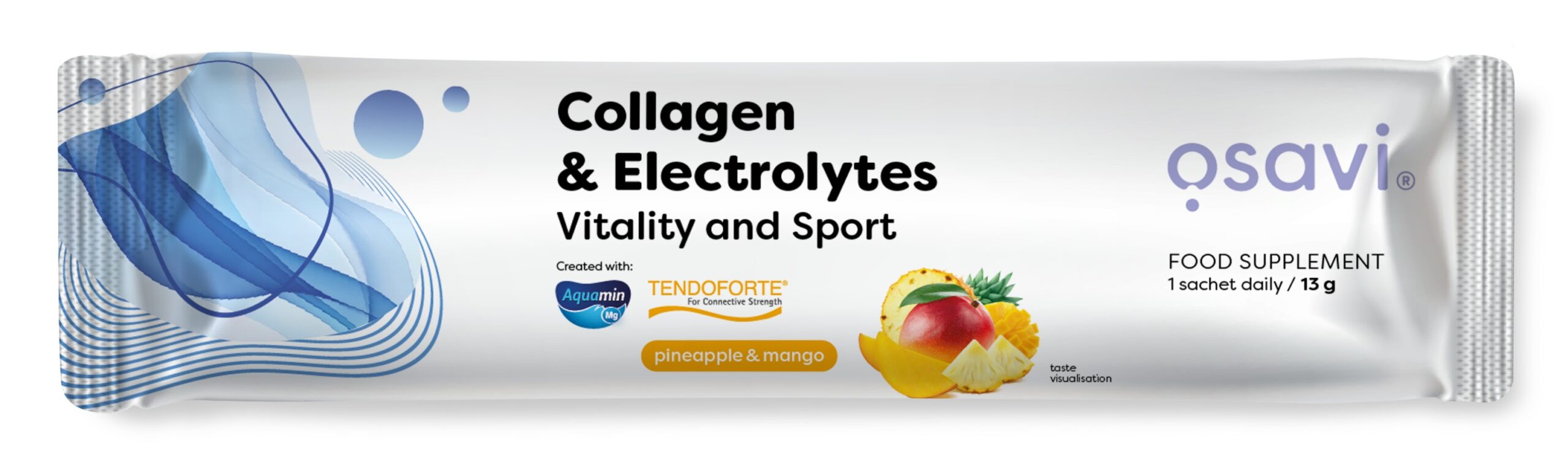 Osavi - Kollagen-Elektrolytter Vitalitet og Sport, Ananas og mango + 13 g (1 portion)