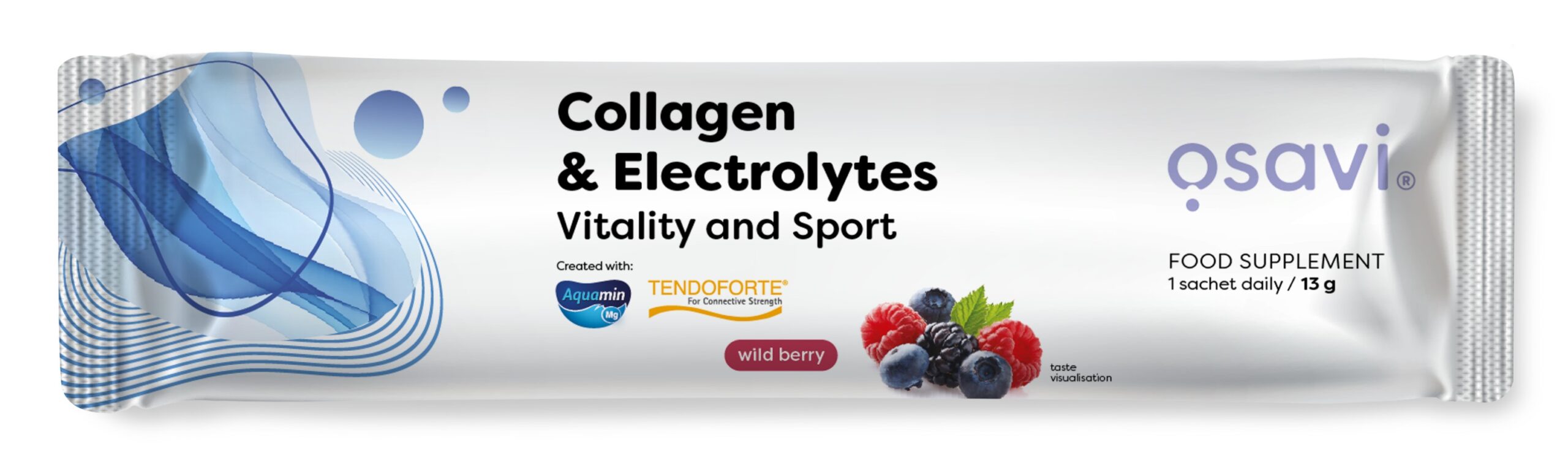 Osavi - Kollagen Elektrolytter Vitalitet og Sport Vilde Bær + 13 g (1 portion)