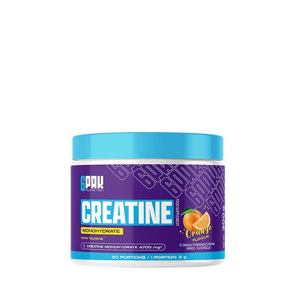 6PAK - Kreatin monohydrat appelsin + 300 g
