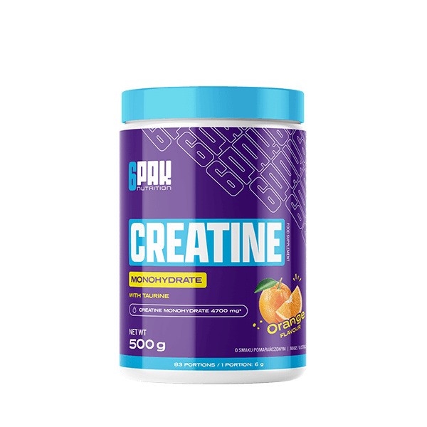 6PAK - Kreatin monohydrat, appelsin + 500 g