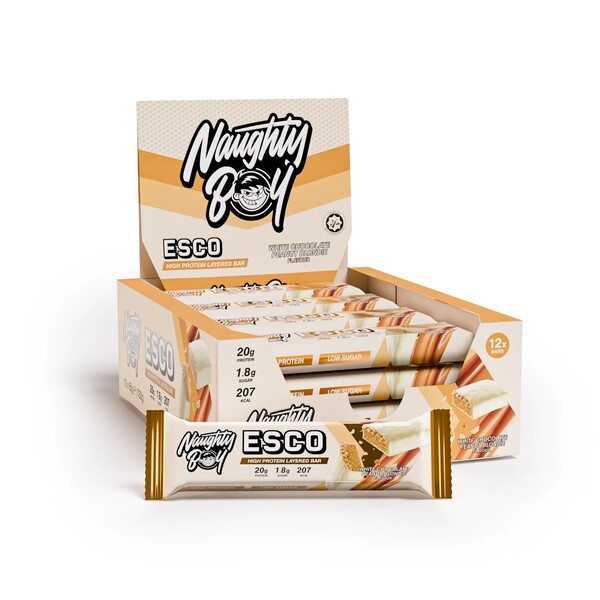 Naughty Boy - Proteinbar, hvid chokolade peanut-blondie + 12 x 65 g