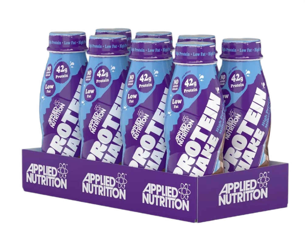 Applied Nutrition - Proteinshake med højt proteinindhold, Dobbelt chokoladesmag + 8 x 500 ml