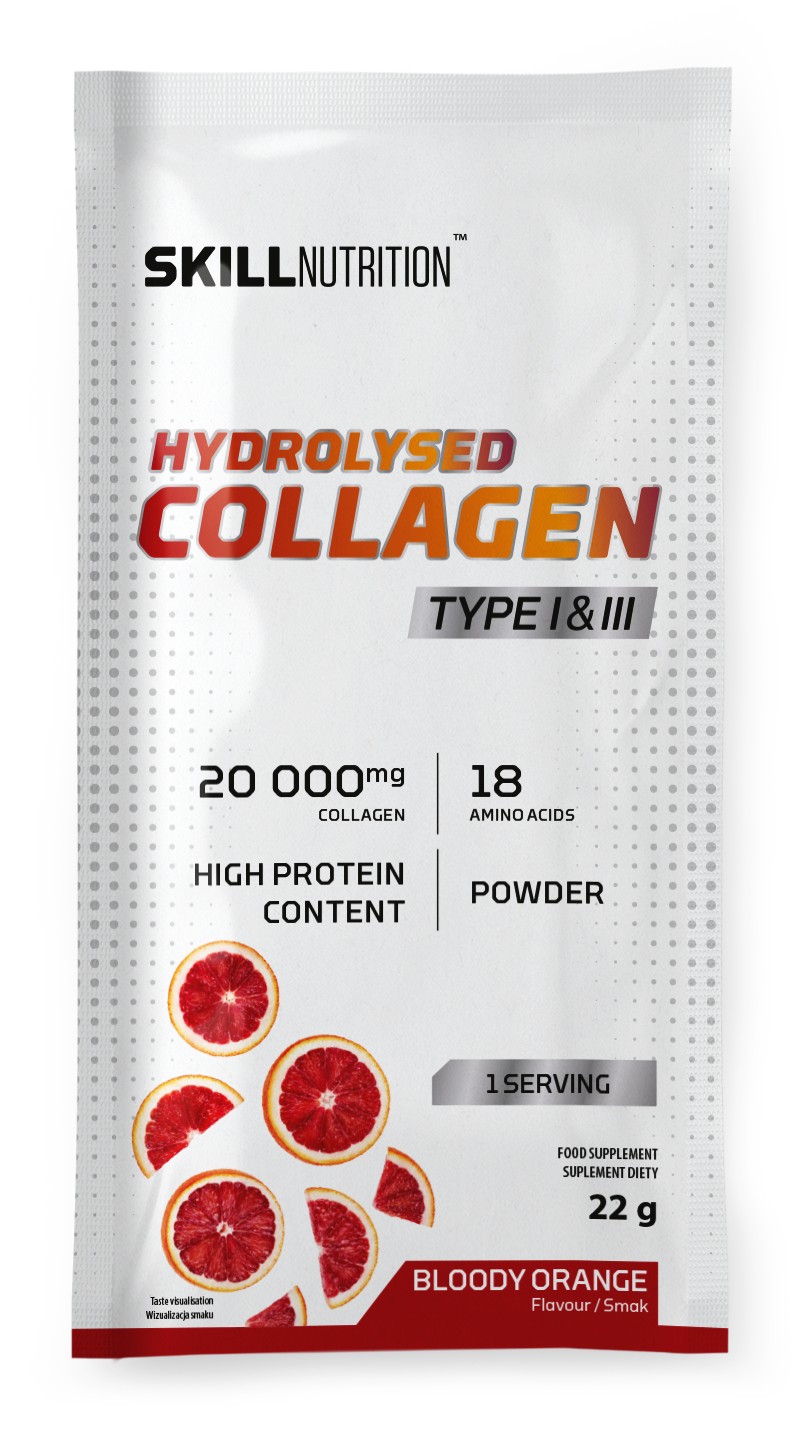 Skill Nutrition - Hydrolyseret kollagen type I og III, blodappelsin + 22 g (1 portion)