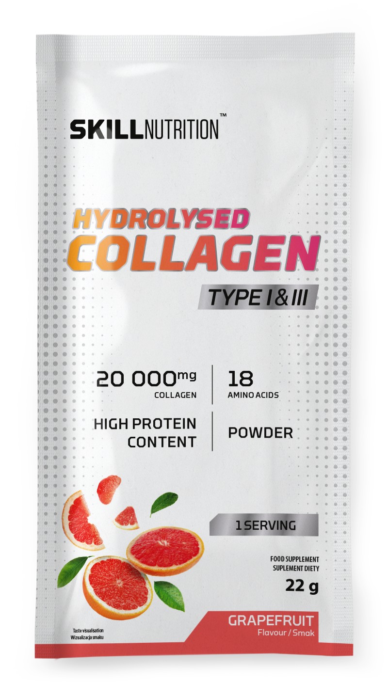 Skill Nutrition - Hydrolyseret kollagen type I og III, grapefrugt + 22 g (1 portion)