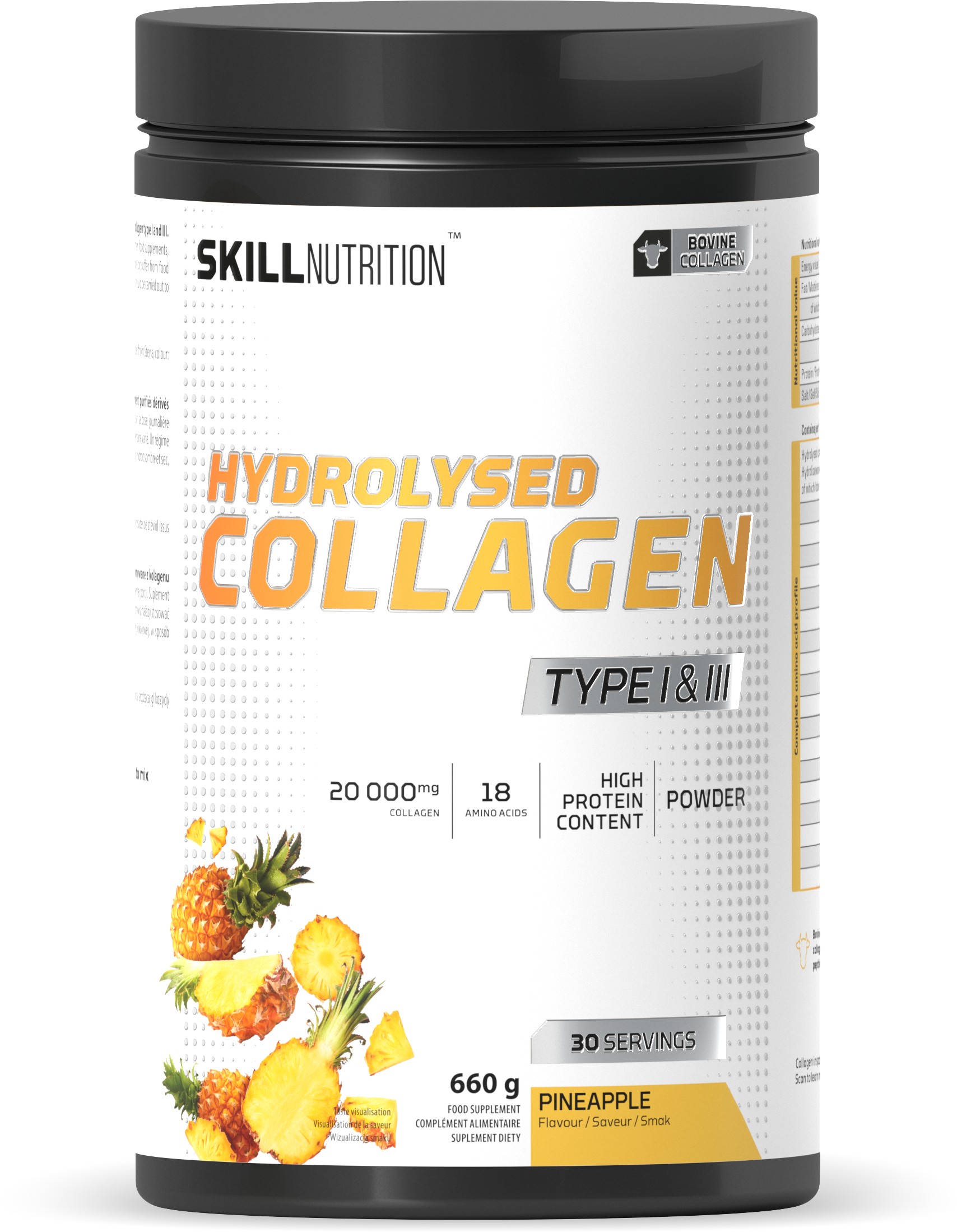 Skill Nutrition - Hydrolyseret kollagen type I og III, ananas + 660 g