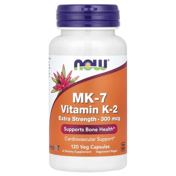 NOW Foods - MK-7 Vitamin K2, 300 mcg Ekstra styrke + 120 vegetariske kapsler