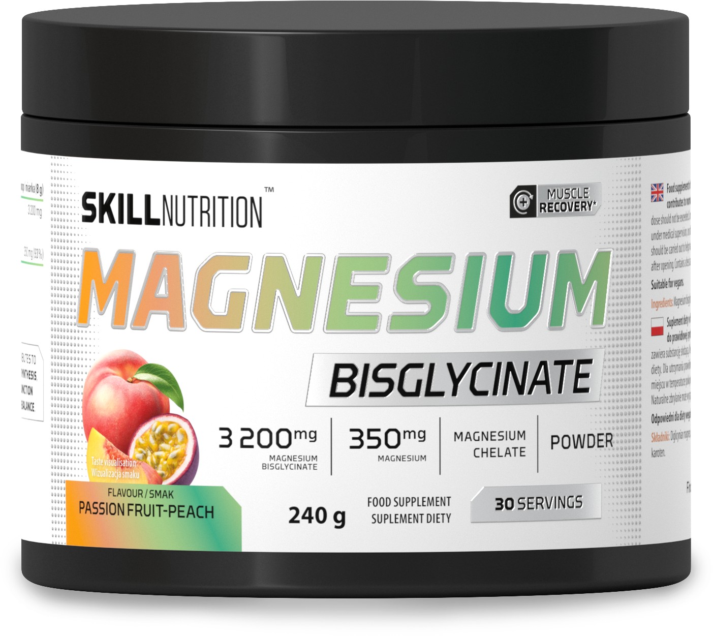 Skill Nutrition - Magnesiumbisglycinat, passionsfrugt-fersken + 240 g