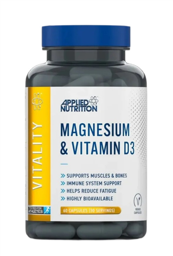 Applied Nutrition - Magnesium og D3-vitamin + 60 vegetariske kapsler billede