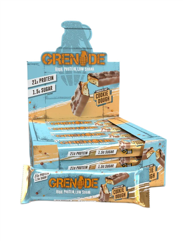 Grenade - Proteinbarer med chokoladechips og cookie dough-smag + 12 x 60 g