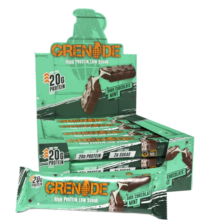 Grenade - proteinbarer, mørk chokolade med mynte + 12 × 60 g