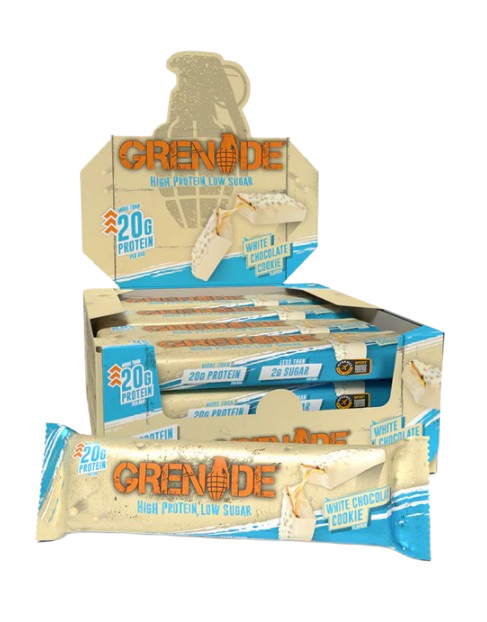 Grenade - Proteinbarer, hvid chokolade-cookie + 12 x 60 g