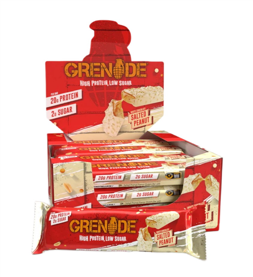 Grenade - Proteinbarer Hvid chokolade med saltede jordnødder + 12 x 60 g