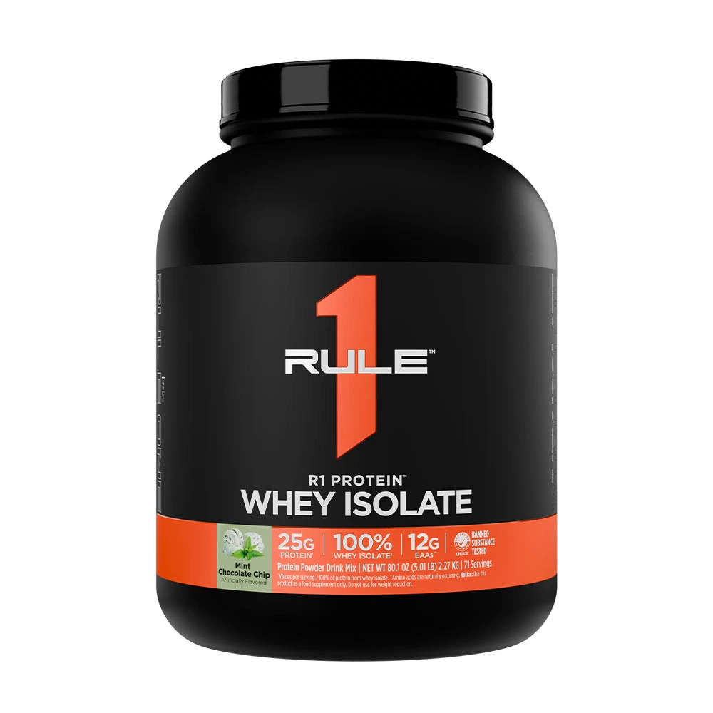 Rule1 - R1 Valleprotein-Isolat Mynte med chokoladestykker + 5 lbs