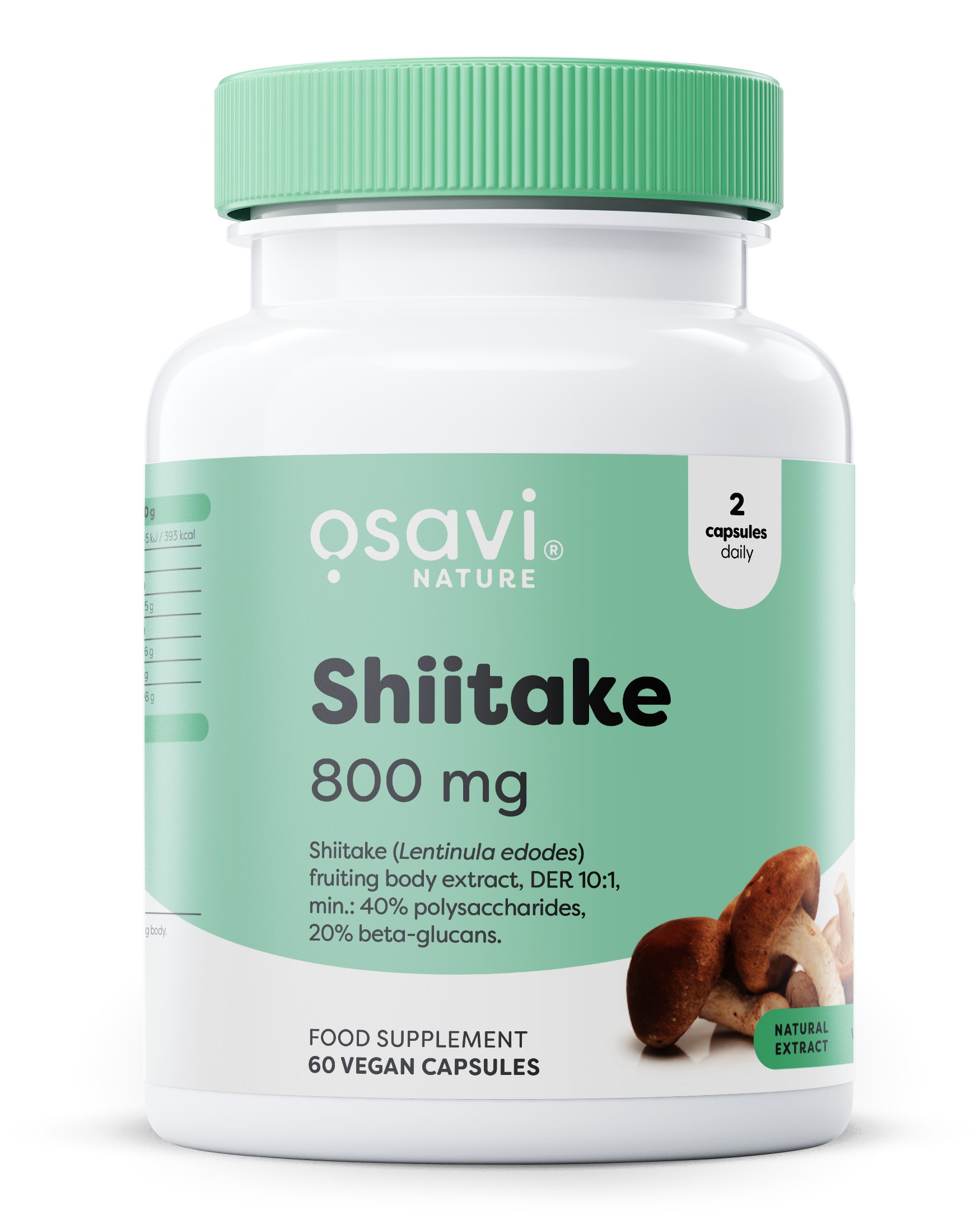 Osavi - shiitake + 800 mg, 60 veganske kapsler
