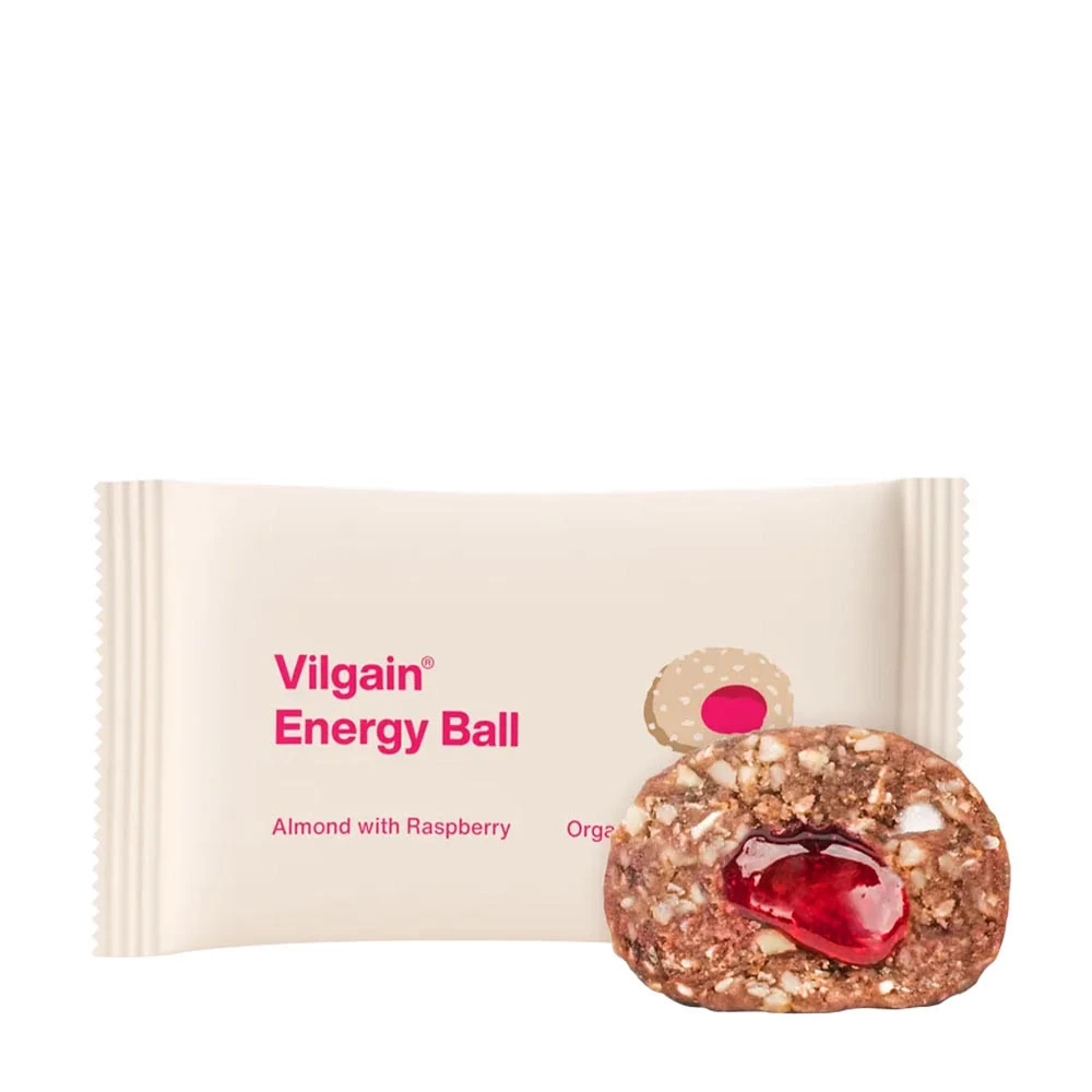 Vilgain - Bio Energi-kugle med mandel og hindbær + 30 g