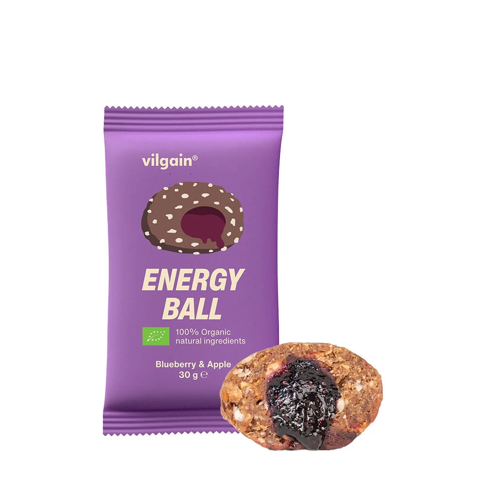 Vilgain - Økologisk energikugle (blåbær og æble) 30 g