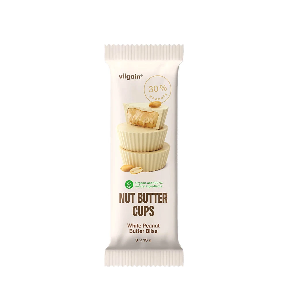 Vilgain - Økologiske nøddesmør-cups med hvid peanutbutter 39 g
