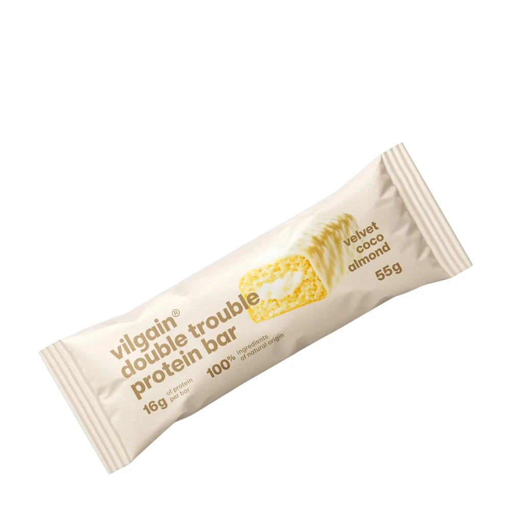 Vilgain - Double Trouble proteinbar Velvet kokos og mandel 55 g