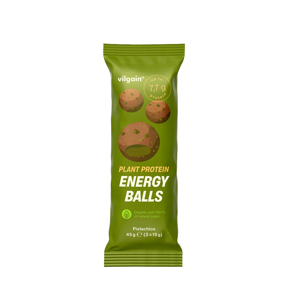 Vilgain - Planteprotein-energikugler med økologiske pistacienødder (45 g)