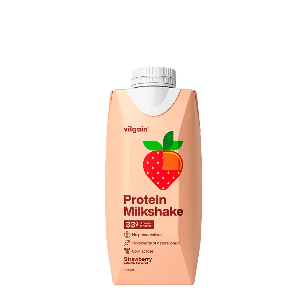 Vilgain - Protein Mælkeshake Jordbær 330 ml