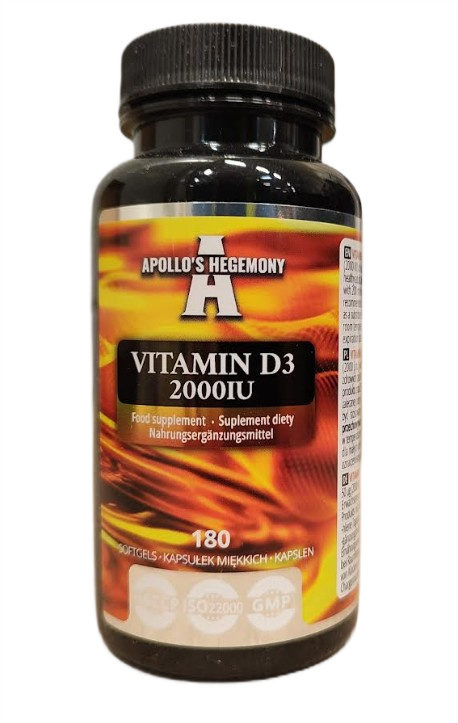 Apollo's Hegemony - Vitamin D3 2000 IE + 180 bløde gelkapsler
