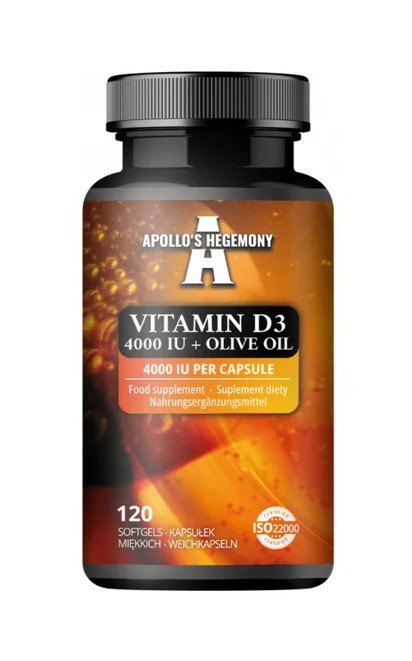 Apollo's Hegemony - Vitamin D3 4000 IE + Olivenolie + 120 softgelkapsler billede