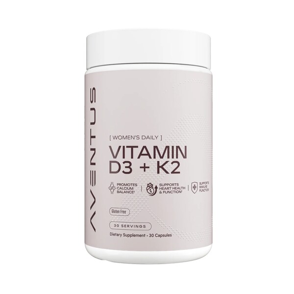Aventus Supplements - Vitamin D3 + K2 + 30 kapsler