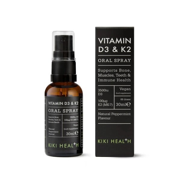 KIKI Health - Vitamin D3 og K2 mundspray, naturlig pebermynte + 30 ml